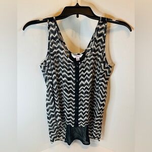 Women's CANDIE’S Black and White Sheer Sleeveless High Low Tank Top Size XS